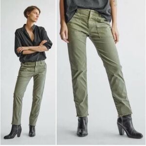 Nili Lotan Olive Jenna Cropped Cargoes with Racing Stripe Size 10